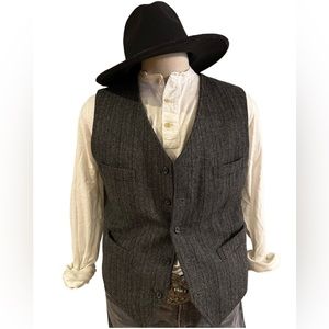 Rugby Ralph Lauren Grey/Black Herringbone Wool Vest